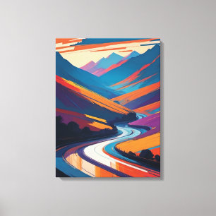 Een reis door kleurrijke bergen canvas afdruk