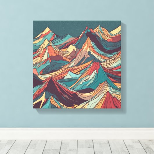 Een reis door kleurrijke bergen canvas afdruk (Insitu (Houten vloer))