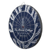 Een reis door maritieme schoonheid: blauw en wit dartbord (Voorkant Rechts)