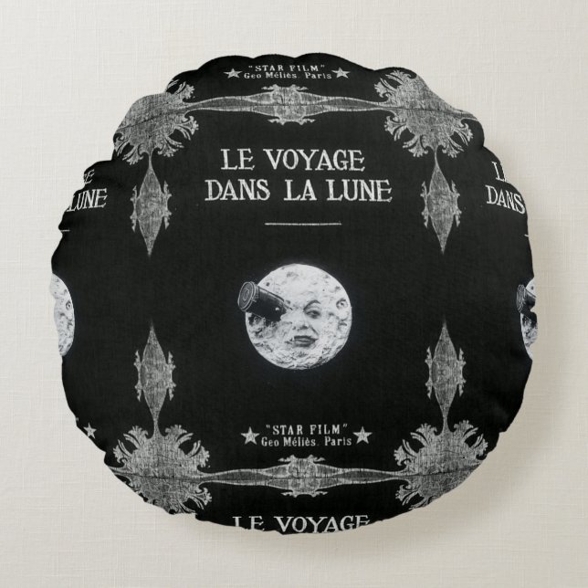 Een reis naar de  film Georges Melies van de maan Rond Kussen (Voorkant)