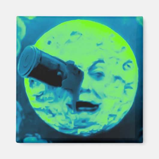 Een reis naar de maan (Aqua Marine Retro Sci Fi) Magneet (Voorkant)