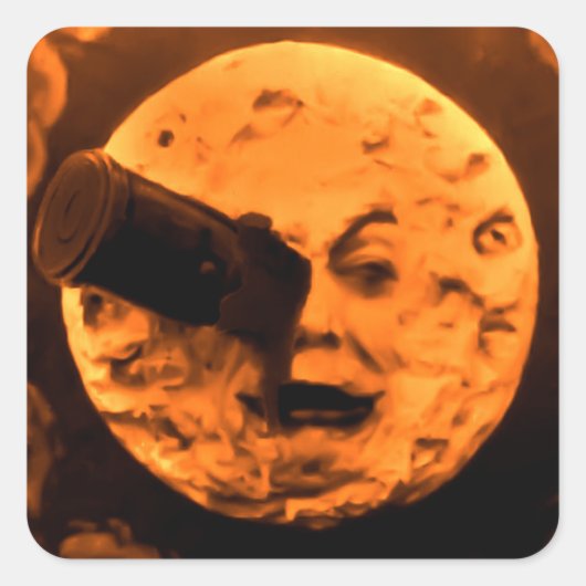 Een reis naar de maan (Bloed Sinaasappel sepia) Vierkante Sticker (Voorkant)