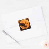 Een reis naar de maan (Bloed Sinaasappel sepia) Vierkante Sticker (Envelop)