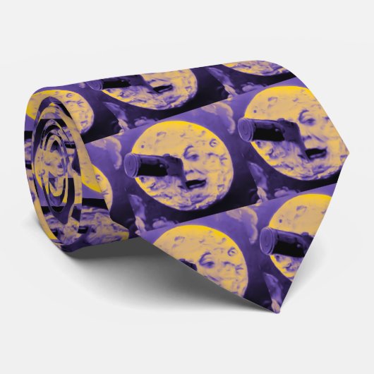 Een reis naar de maan (Paarse Fizzy Fuzz) Stropdas (Opgerold)