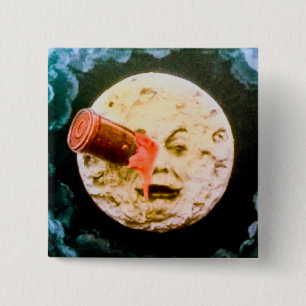 Een reis naar de maan vierkante button 5,1 cm