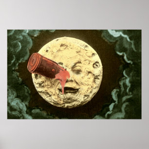 Een reis naar de maan vintage 1902 filmstille poster