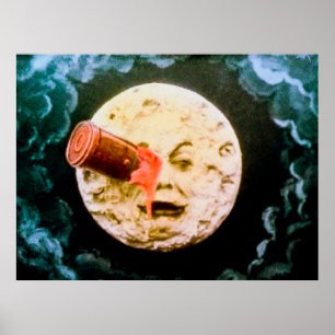 Een reis naar de maan Vintage Poster