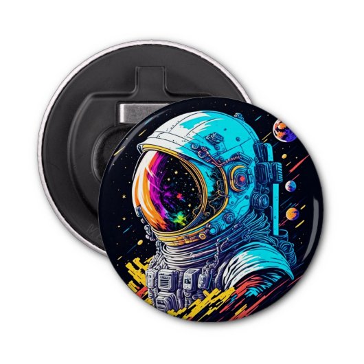 Een reis naar de sterren: kosmische Odyssey Button Flesopener (Voorkant)