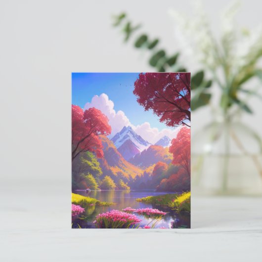 Een reis naar het meer bij de Mountain's Step Briefkaart (Staand voorkant)