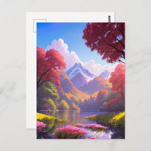 Een reis naar het meer bij de Mountain's Step Briefkaart (Voorkant / Achterkant)