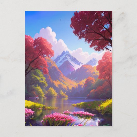 Een reis naar het meer bij de Mountain's Step Briefkaart (Voorkant)