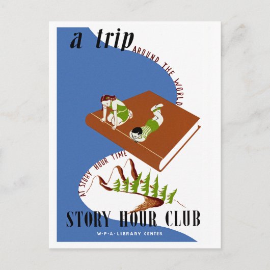 Een reis om de wereld tijdens het verhaal briefkaart (Voorkant)