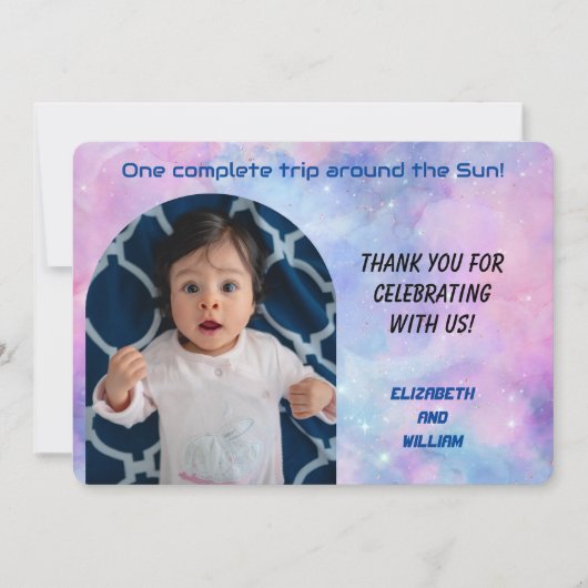 Een reis rond de zon Foto Dank u kaart (Voorkant)