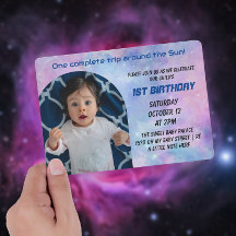 Een reis rond de zon Foto Verjaardag uitnodiging