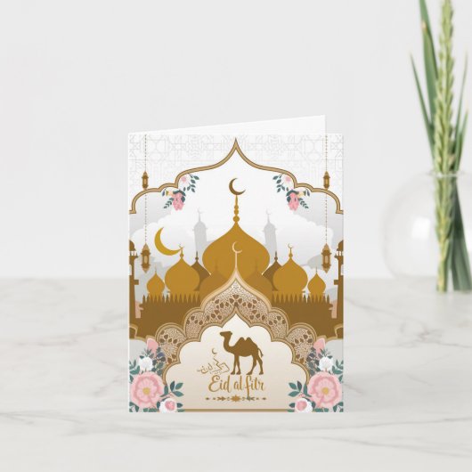 Een reis van geloof met kamelen Eid Al Fitr Kaart (Voorkant)