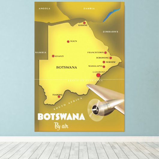 Een  reisposter in Botswana. Canvas Afdruk (Insitu (Houten vloer))