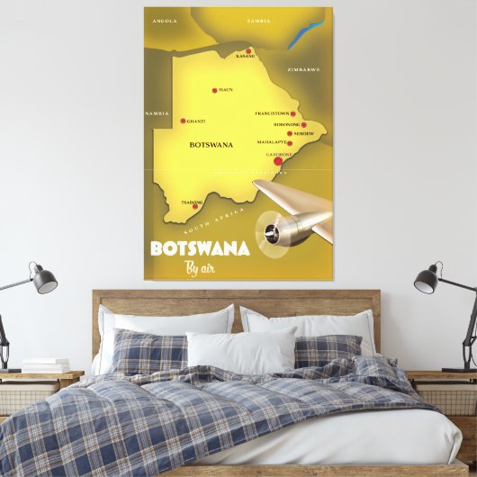 Een  reisposter in Botswana. Canvas Afdruk (Insitu (Slaapkamer))