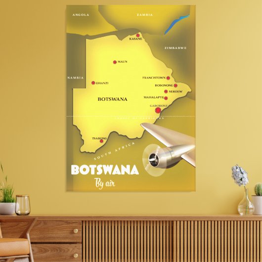 Een  reisposter in Botswana. Canvas Afdruk (Insitu (Woonkamer))