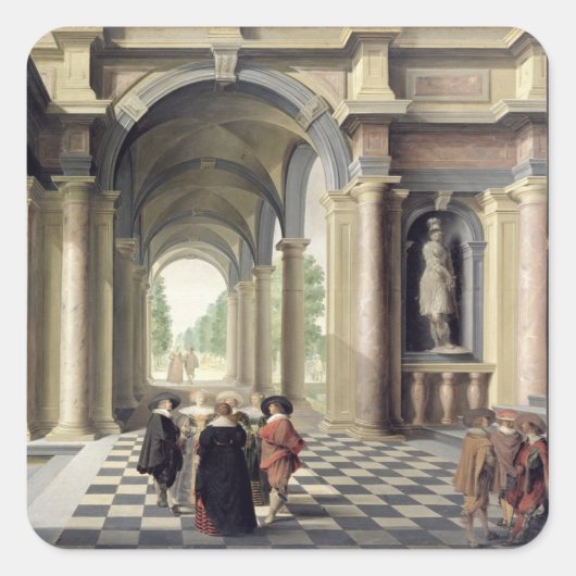 Een renaissance Hall Vierkante Sticker (Voorkant)