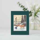 Een rendier zoenen briefkaart (Staand voorkant)
