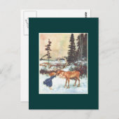 Een rendier zoenen briefkaart (Voorkant / Achterkant)