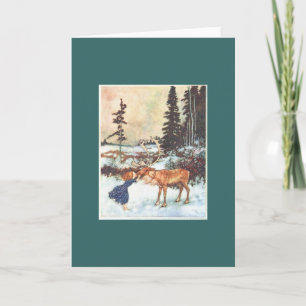 Een rendier zoenen feestdagen kaart