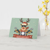 Een rendier zonnebril rijdend op een motorfiets kaart (Gele Bloem)