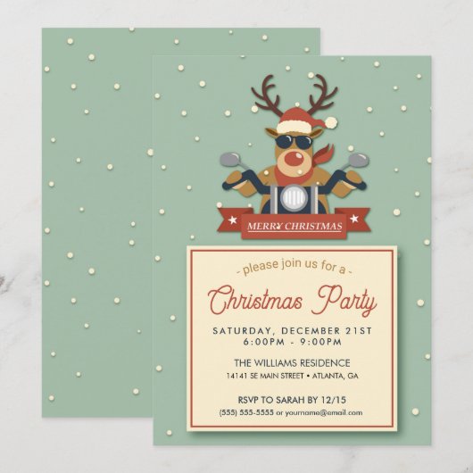 Een rendiertje met een zonnebril op een motorfiets kaart (Voorkant / Achterkant)