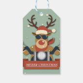 Een rendierzonnebril op motorfiets cadeaulabel (Achterkant)