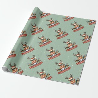 Een rendierzonnebril op motorfiets cadeaupapier
