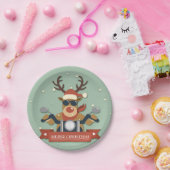 Een rendierzonnebril op motorfiets papieren bordje (Feest)