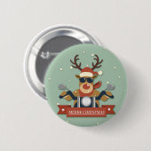 Een rendierzonnebril op motorfiets ronde button 5,7 cm (Voorkant /achterkant)