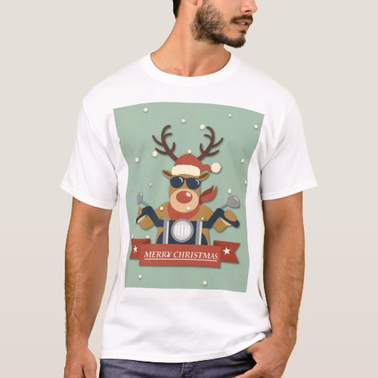 Een rendierzonnebril op motorfiets t-shirt (Voorkant)