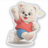 Een rennend berenpersonage sticker (Voorkant)
