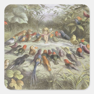 Een repetitie in Fairy Land, illustratie van 'In F Vierkante Sticker