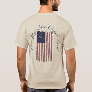 Eén republiek onder God, gewaagde, verbrijzelde vl T-shirt