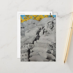 Een Retro Bloemendruk Meelzakken Stapel  Briefkaart