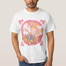 Een retro eenhoorn en fee T-shirt