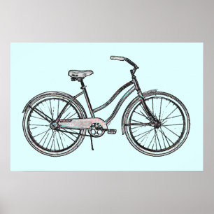 Één Retro Fiets Poster