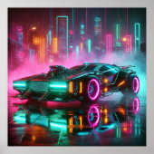 Een Retro Future Synthwave Hyper Car Poster (Voorkant)