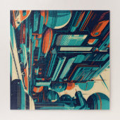 Een retro-futuristische stad legpuzzel (Horizontaal)