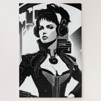 Een retro in cyberpunk legpuzzel