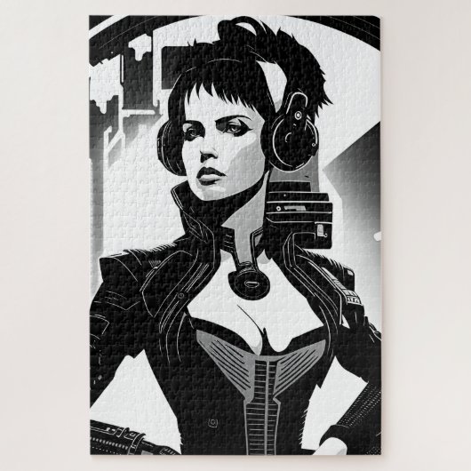 Een retro in cyberpunk legpuzzel (Verticaal)