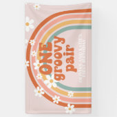 Eén Retro Regenboog Paar twin Verjaardag Spandoek (Verticaal)