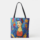 Een Retro Rockabilly Design Boodschappentas Tote Bag (Achterkant)
