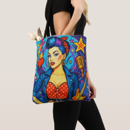 Een Retro Rockabilly Design Boodschappentas Tote Bag