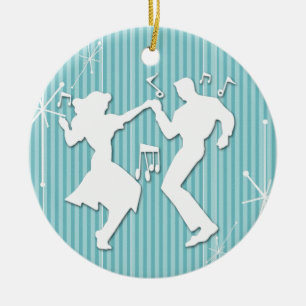 Een Retro Rockin-thema Keramisch Ornament
