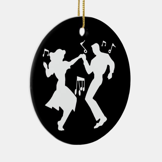 Een Retro Rockin-thema Keramisch Ornament (Rechts)