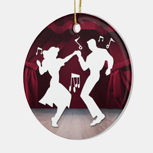 Een Retro Rockin-thema Keramisch Ornament (Links)