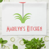 Een Retro Roze Flamingo voor de Keuken Theedoek (Gevouwen)